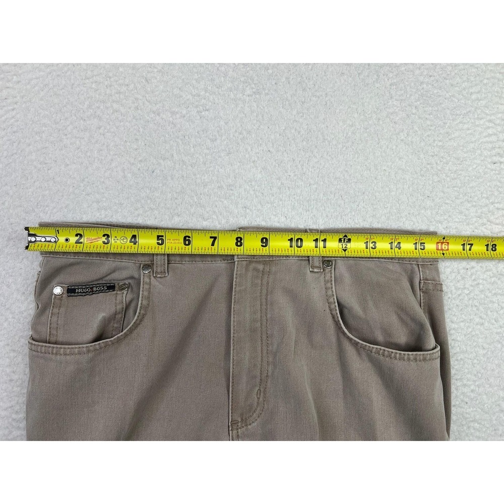 Hugo Boss Alabama 909 Jeans Mens 33x34 Beige Regular Straight Cotton Denim Italy - Picture 9 of 13